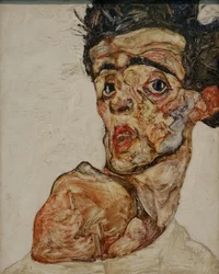 Self-Portrait with Raised Bare Shoulder
